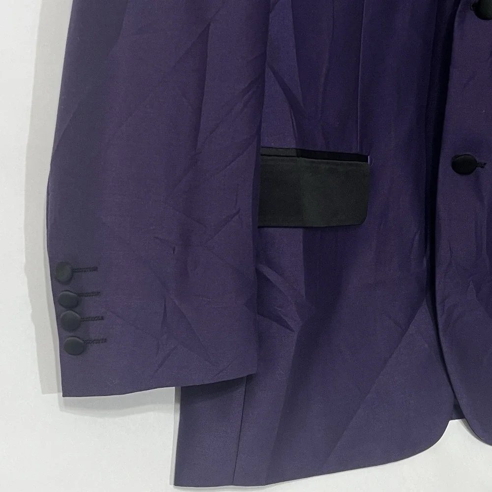 Pallini Tuxedo Suit Jacket Satin Lapel Collar Soft Lining Purple Coat Men 40R
